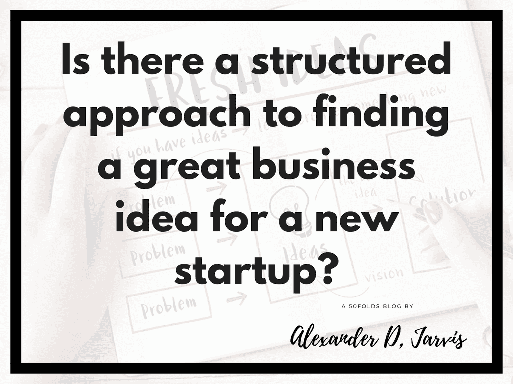 Is there a structured approach to finding a great business idea for a new startup?